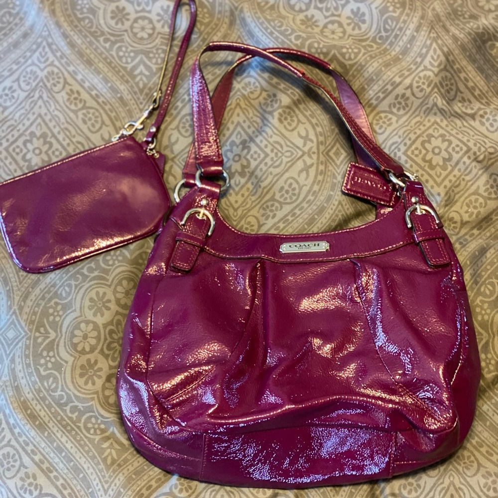 Coach Patent Leather Purse and Matching Wristlet